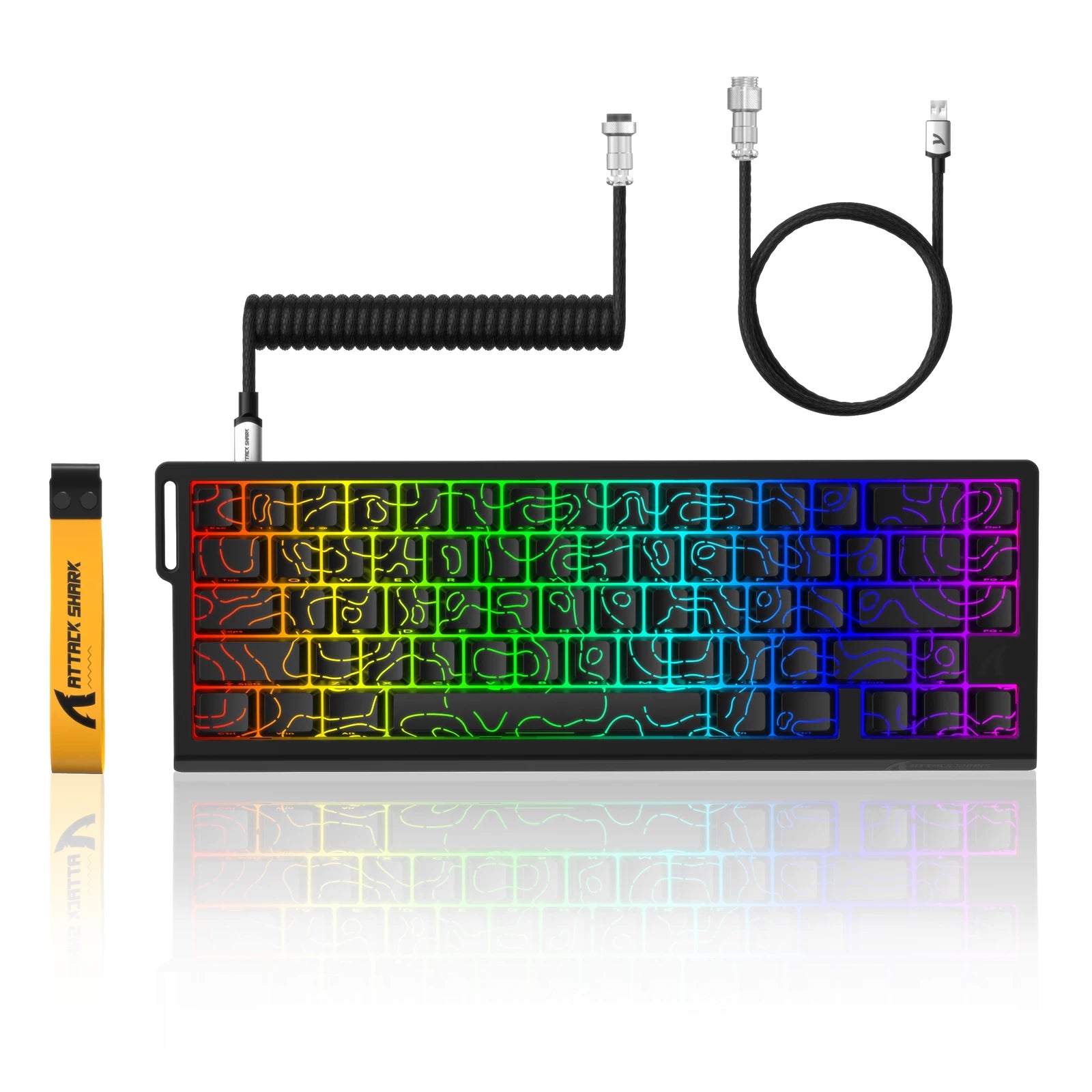 ATTACK SHARK X68HE 60% Rapid Trigger Magnetic Switch Wired Mechanical Keyboard, 0.01mm Adjustable Actuation, 8000Hz,RGB