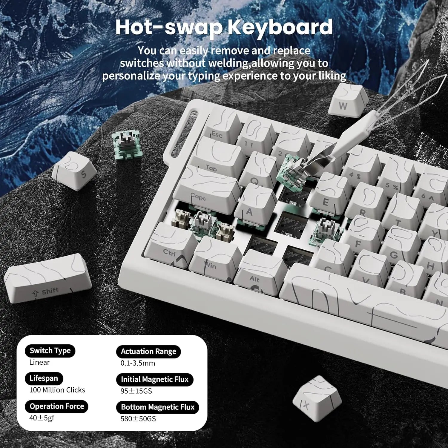 ATTACK SHARK X68HE 60% Rapid Trigger Magnetic Switch Wired Mechanical Keyboard, 0.01mm Adjustable Actuation, 8000Hz,RGB